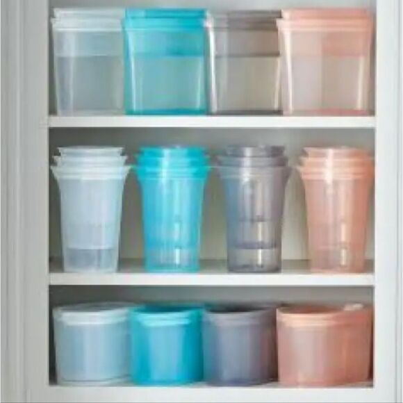 Zip Top Reusable Silicone 3-Piece Cup Set- Frost - Picture 4 of 16